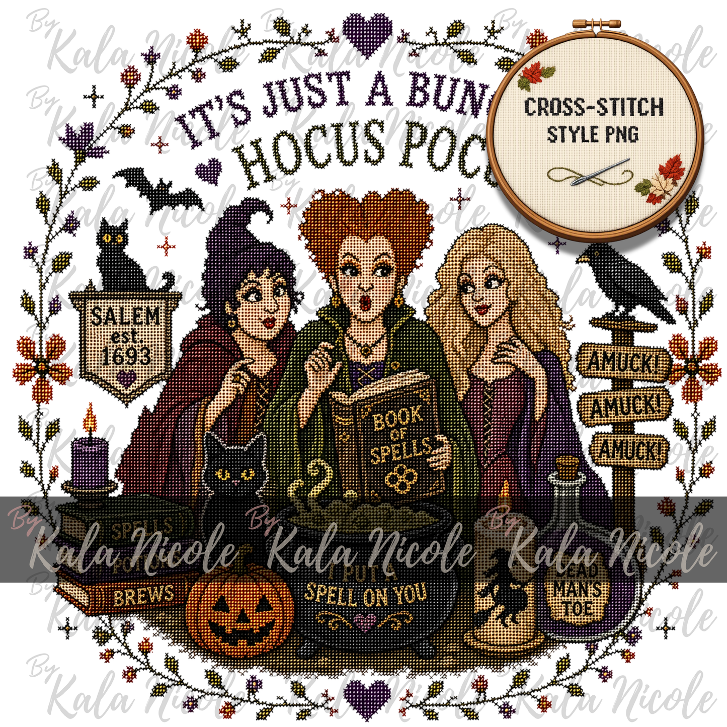 Hocus Pocus Cross-Stitch PNG | Just a Bunch of Hocus Pocus