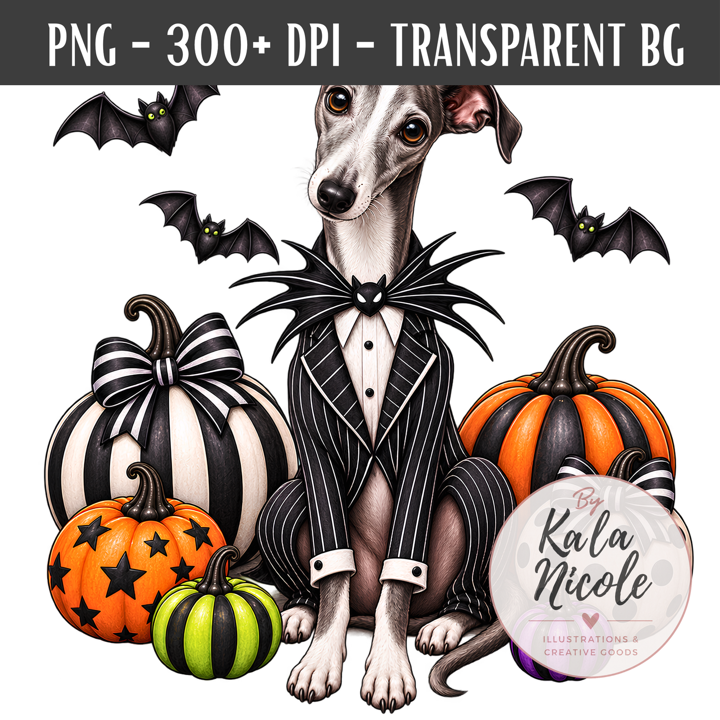 Italian Greyhound Jack Skellington Halloween PNG
