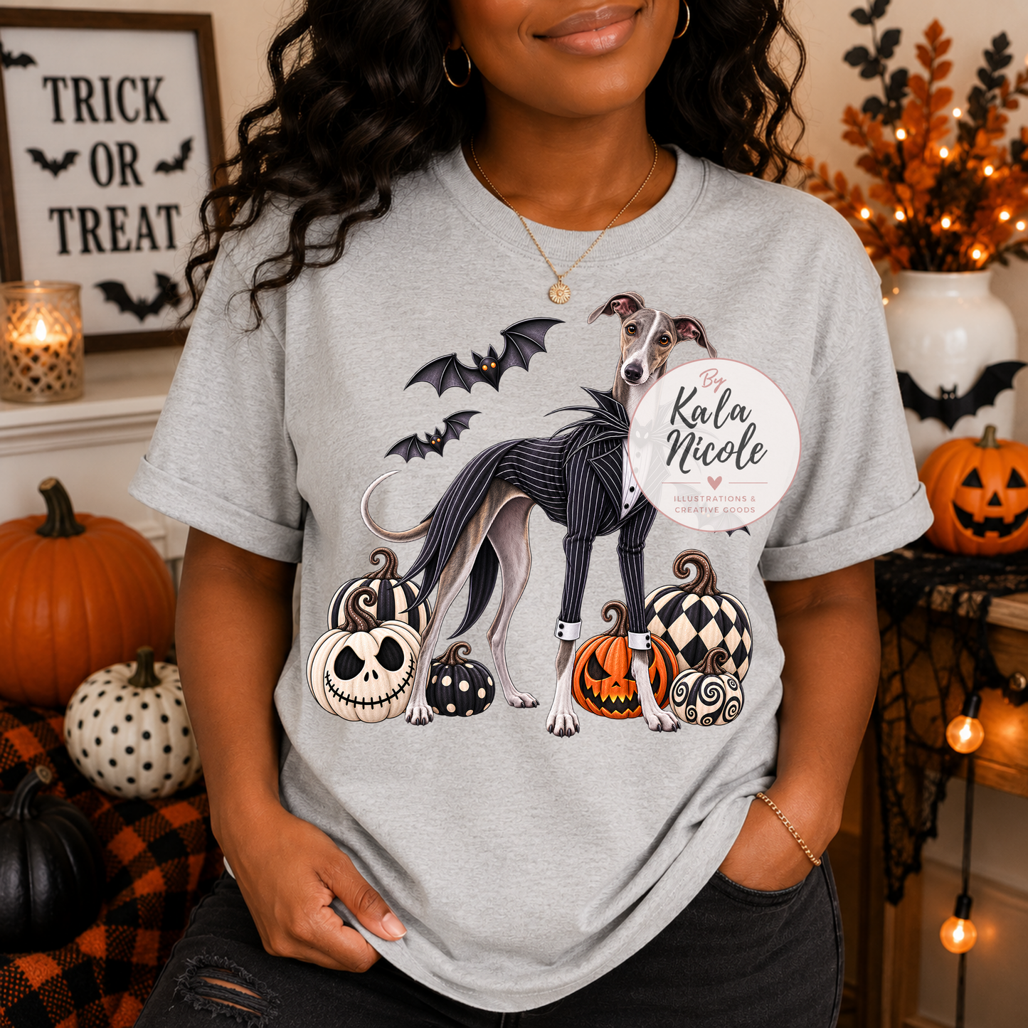 Italian Greyhound Jack Skellington Halloween PNG Version 3