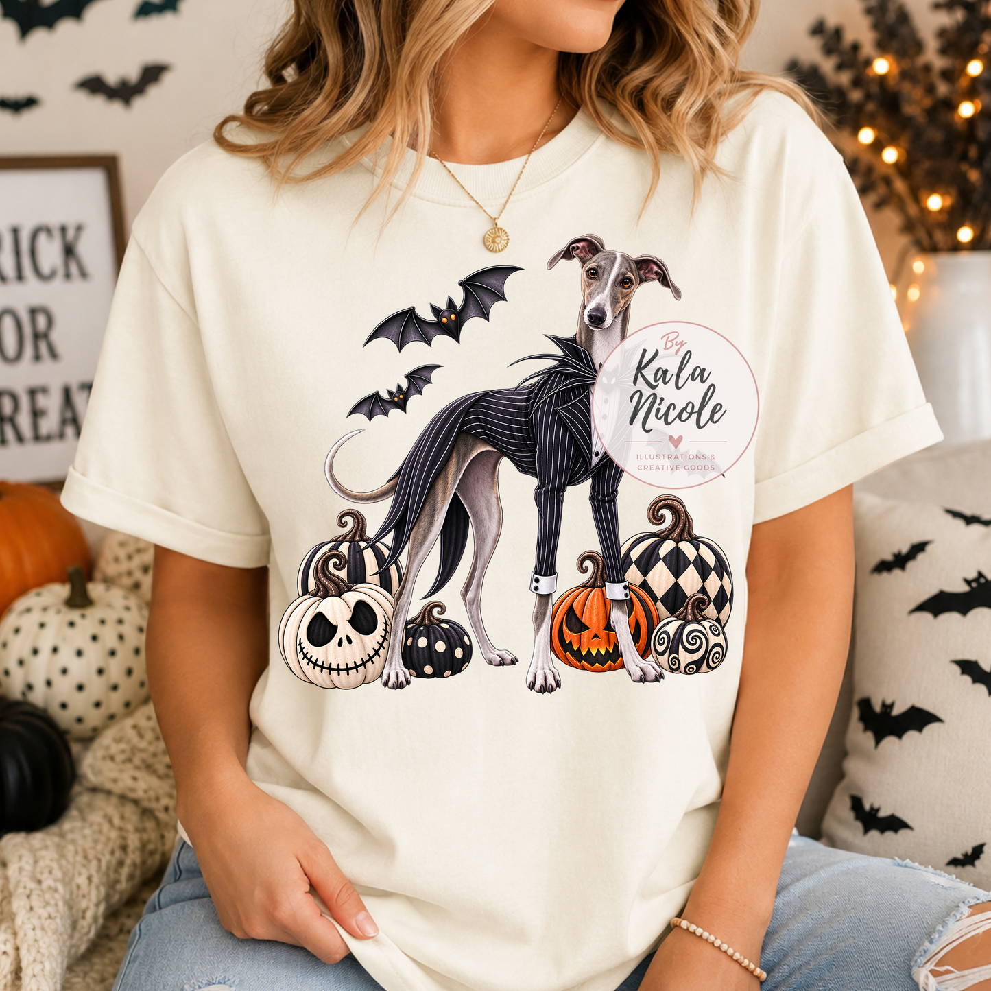 Italian Greyhound Jack Skellington Halloween PNG Version 3