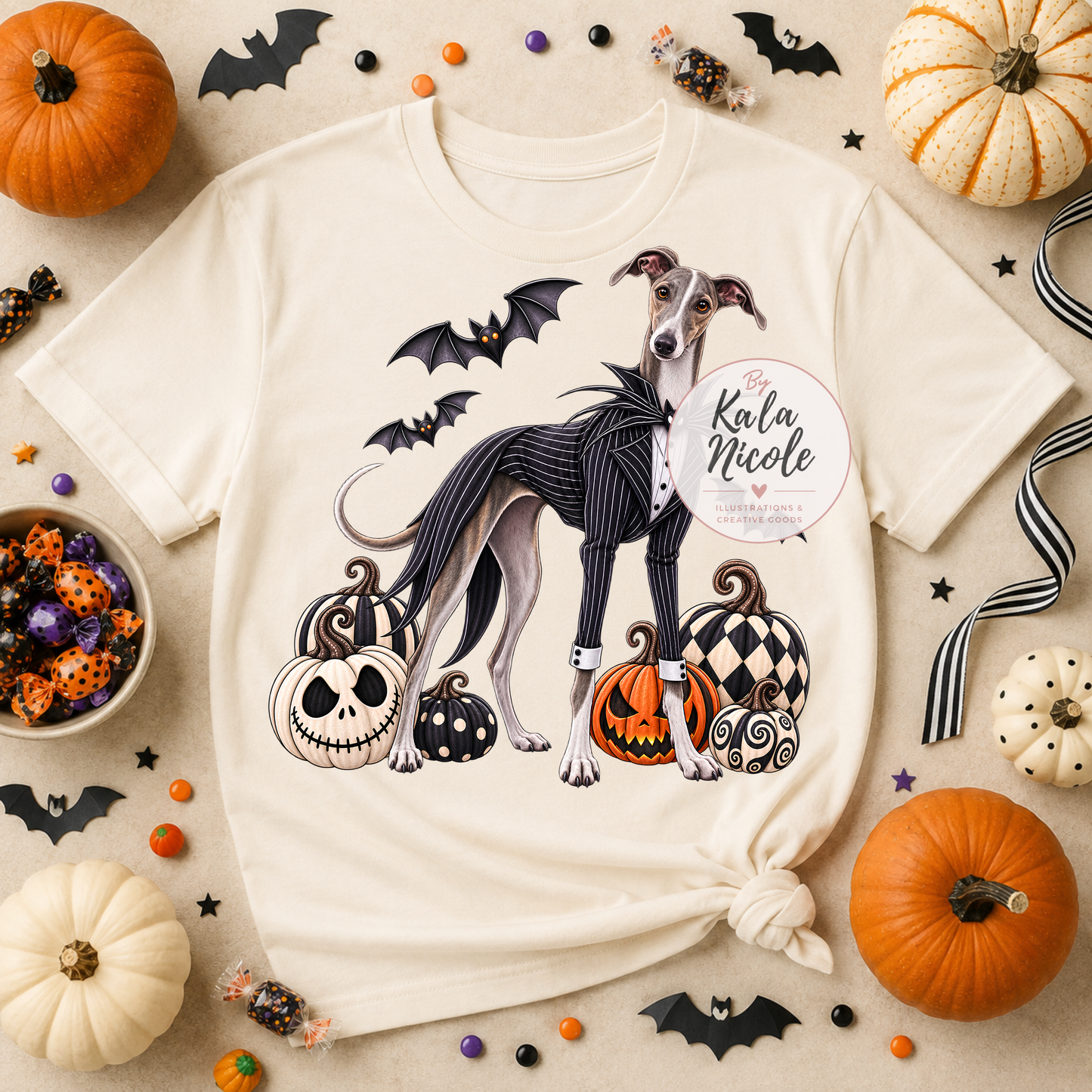Italian Greyhound Jack Skellington Halloween PNG Version 3