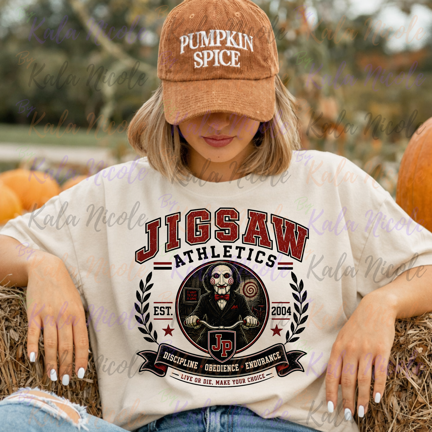Jigsaw Athletics PNG | Vintage College Horror PNG