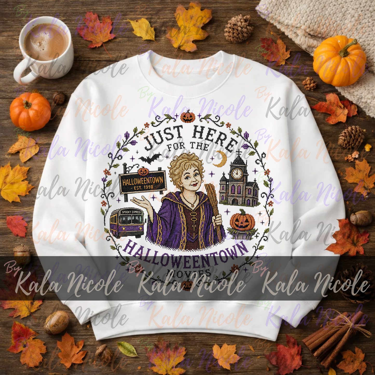 Just Here for the Movies Cross-Stitch PNG | Halloweentown