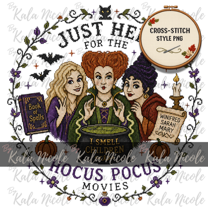 Just Here for the Movies Cross-Stitch PNG | Hocus Pocus