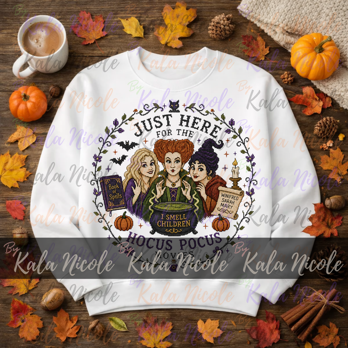 Just Here for the Movies Cross-Stitch PNG | Hocus Pocus