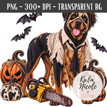 Rottweiler Leatherface Halloween PNG