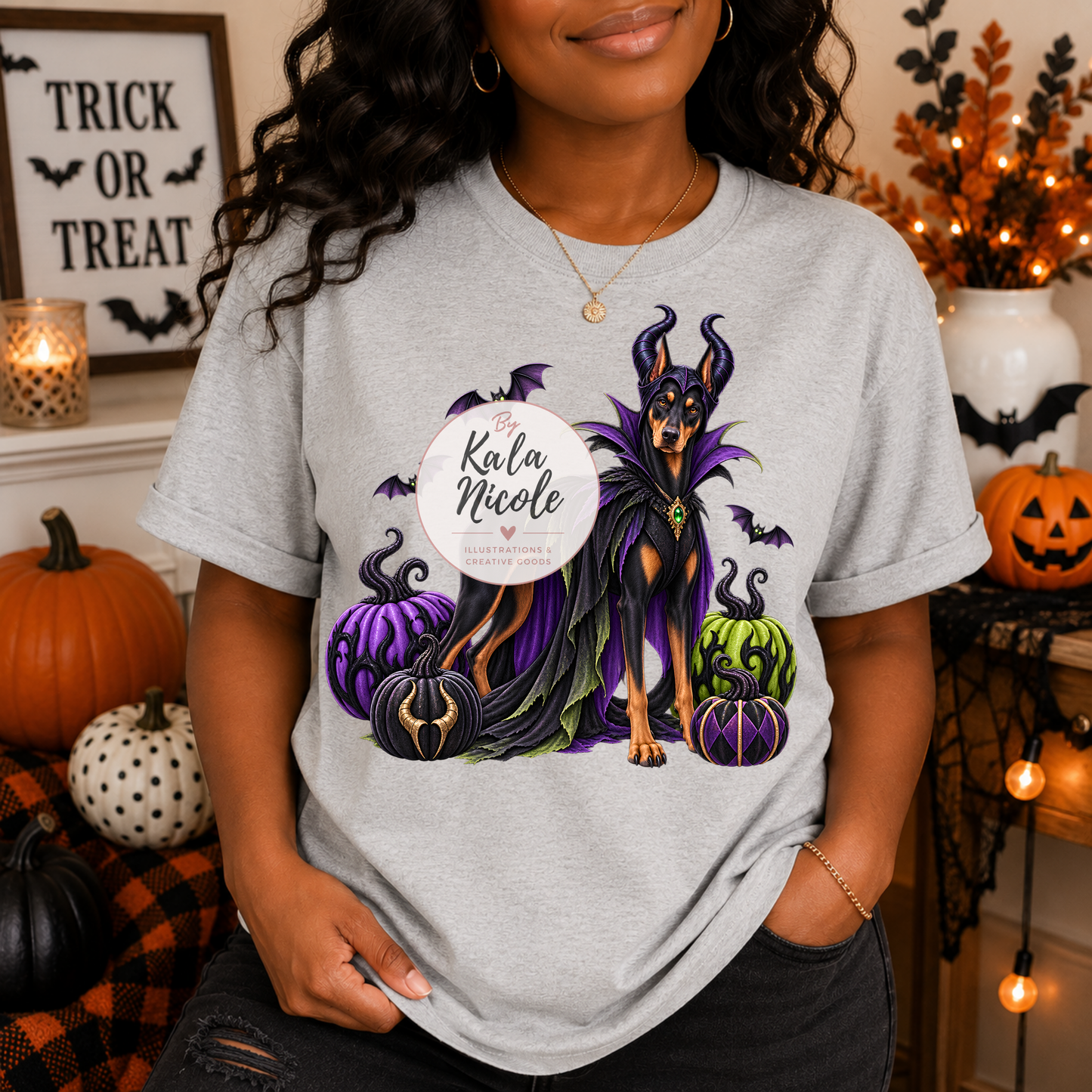 Doberman Maleficent Halloween PNG