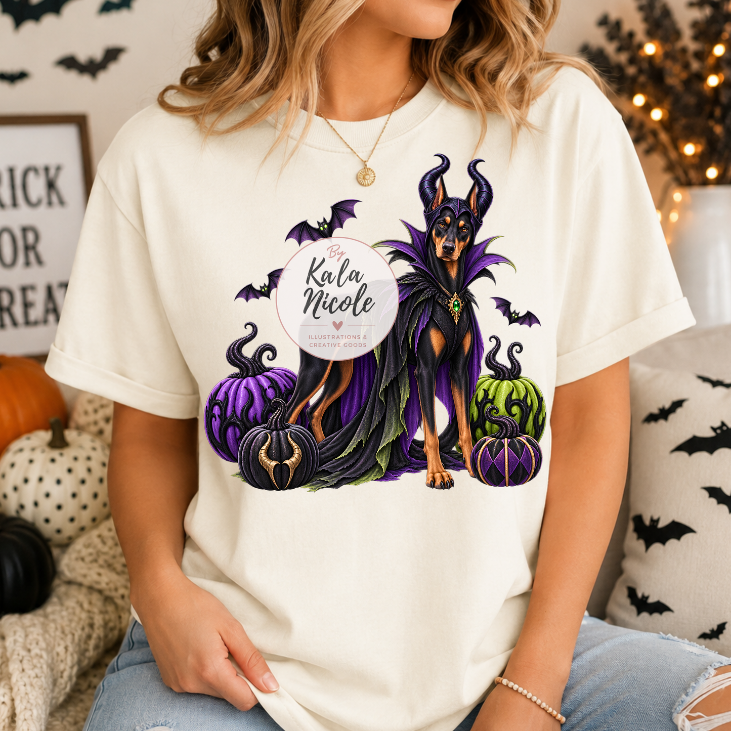 Doberman Maleficent Halloween PNG