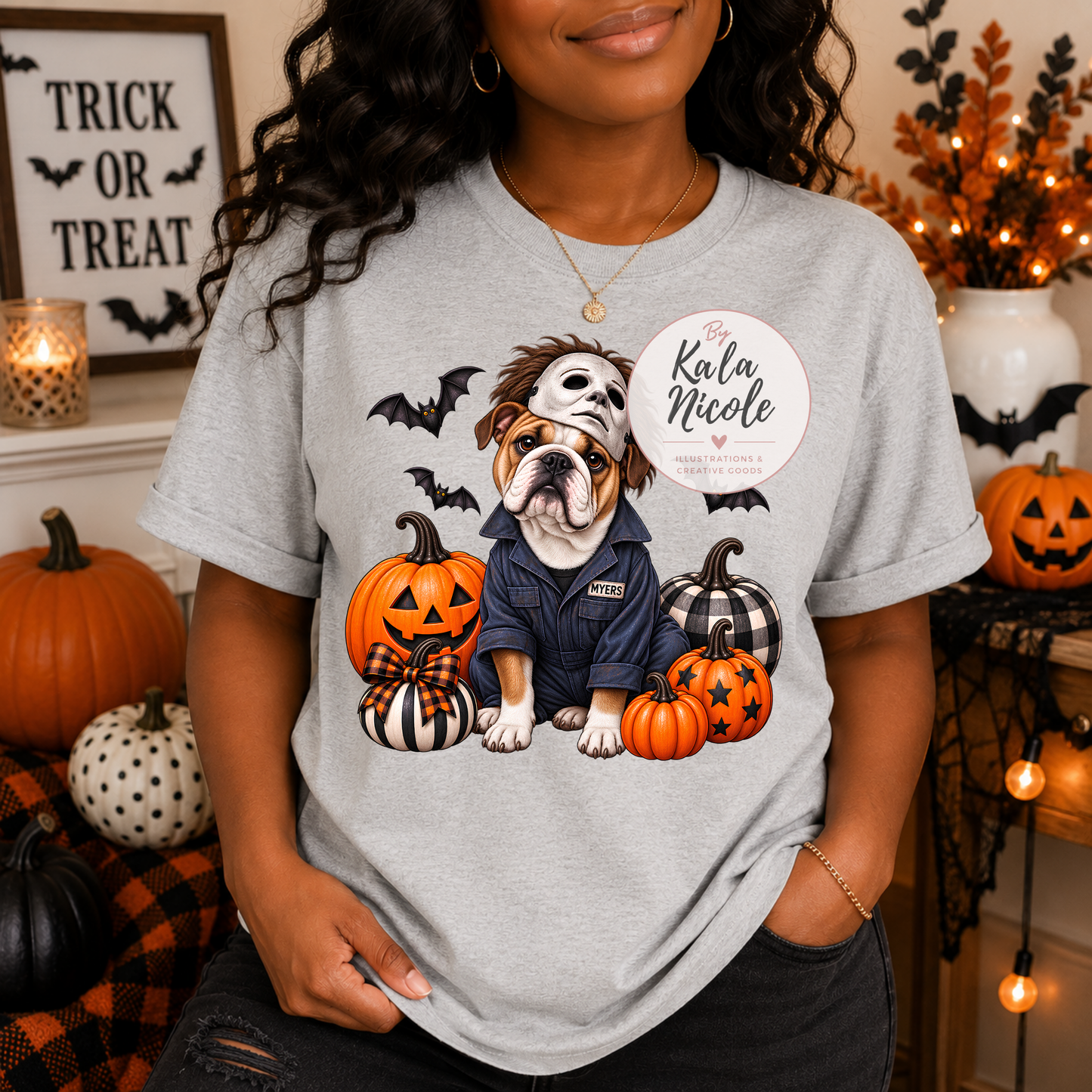 English Bulldog Michael Myers Halloween PNG