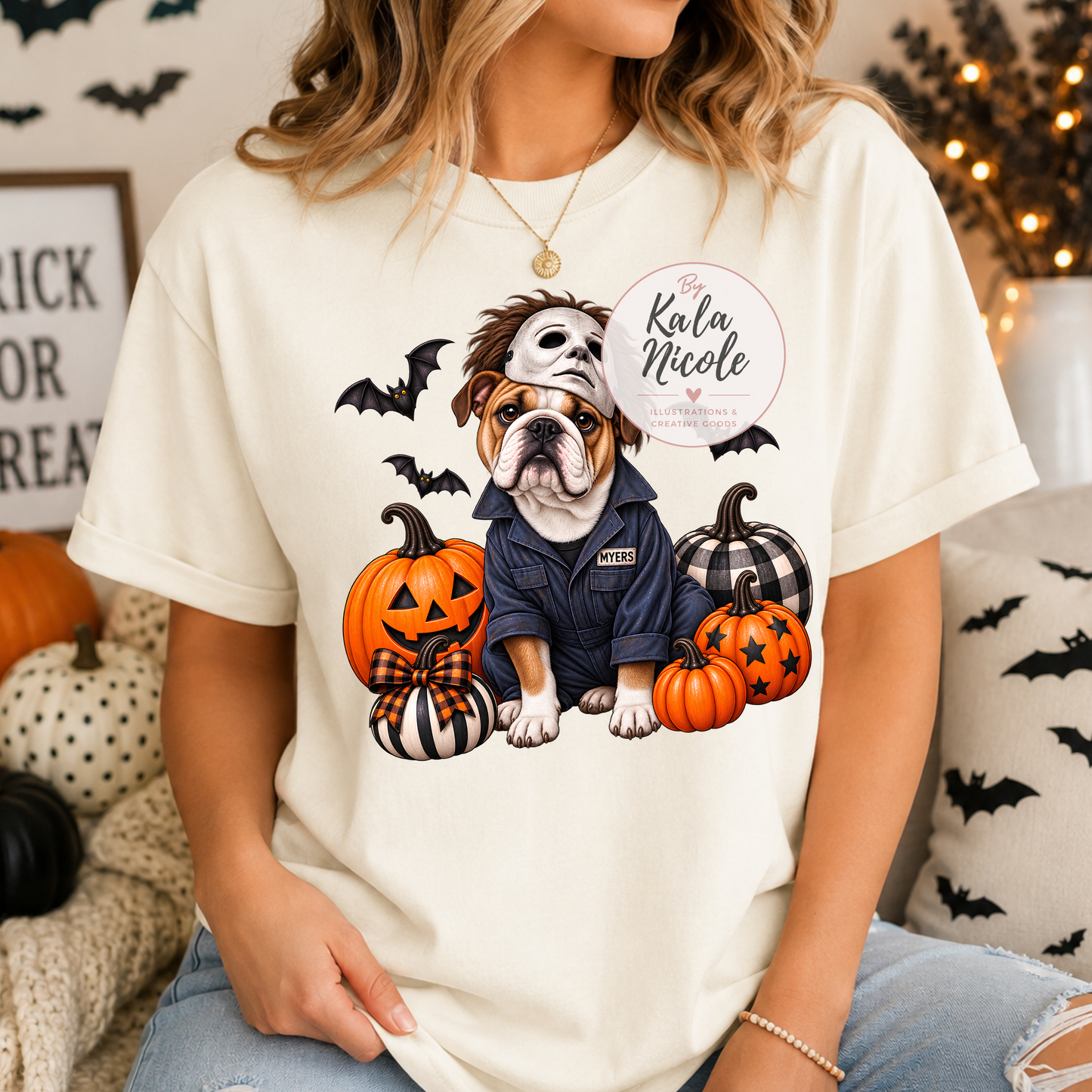 English Bulldog Michael Myers Halloween PNG