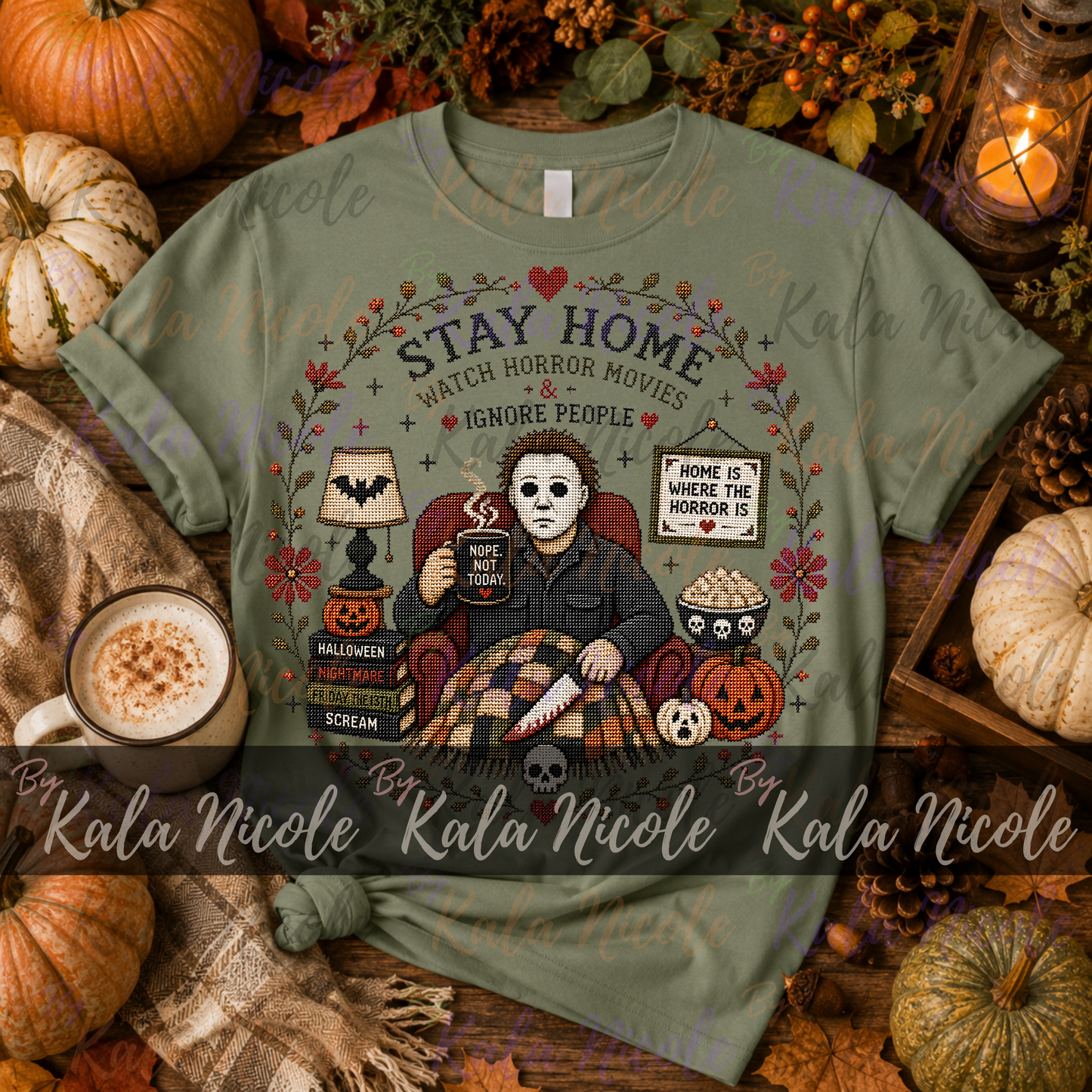 Horror Movie Cross-Stitch PNG | Michael Myers Stay Home
