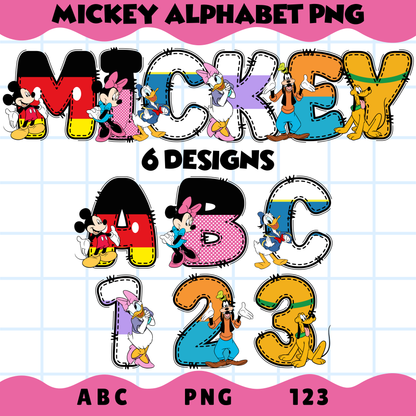 Mickey & Friends Alphabet PNG Bundle | ABC 123