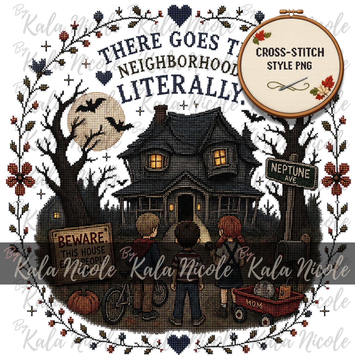 Monster House Cross-Stitch PNG | Fall Autumn