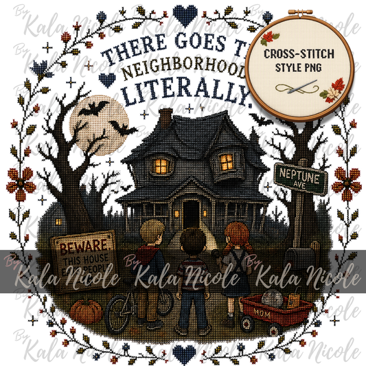 Monster House Cross-Stitch PNG | Fall Autumn