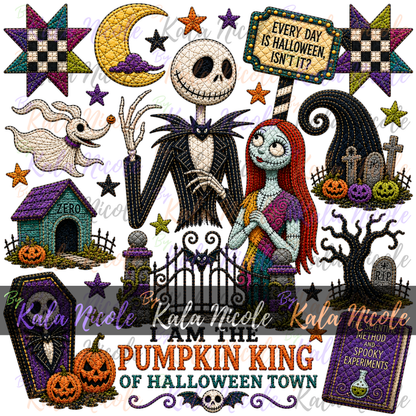 Nightmare Before Christmas PNG | Quilt Style Pumpkin King