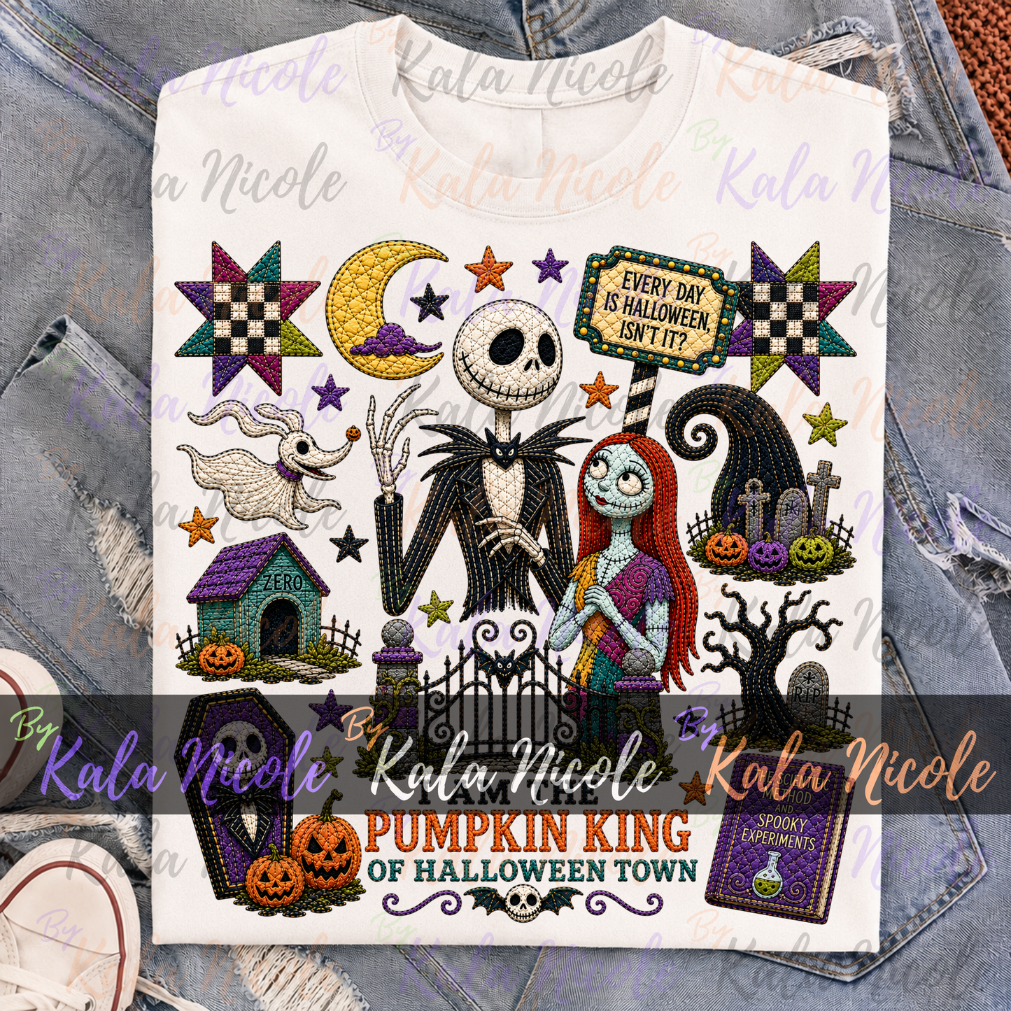 Nightmare Before Christmas PNG | Quilt Style Pumpkin King