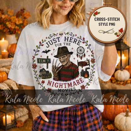 Just Here for the Movies Cross-Stitch PNG | Freddy Nightmare