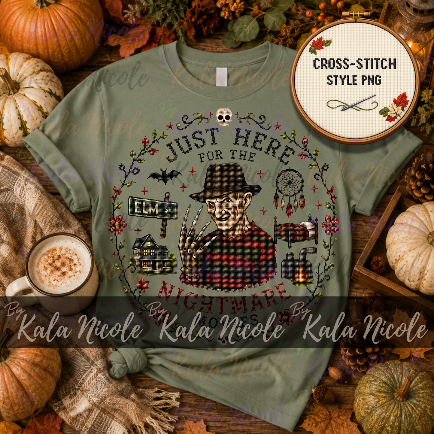Just Here for the Movies Cross-Stitch PNG | Freddy Nightmare