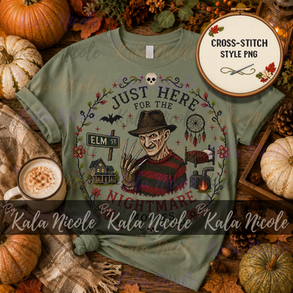 Just Here for the Movies Cross-Stitch PNG | Freddy Nightmare