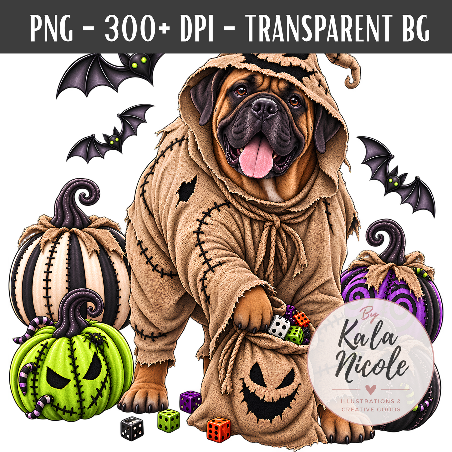 Mastiff Oogie Boogie Halloween PNG