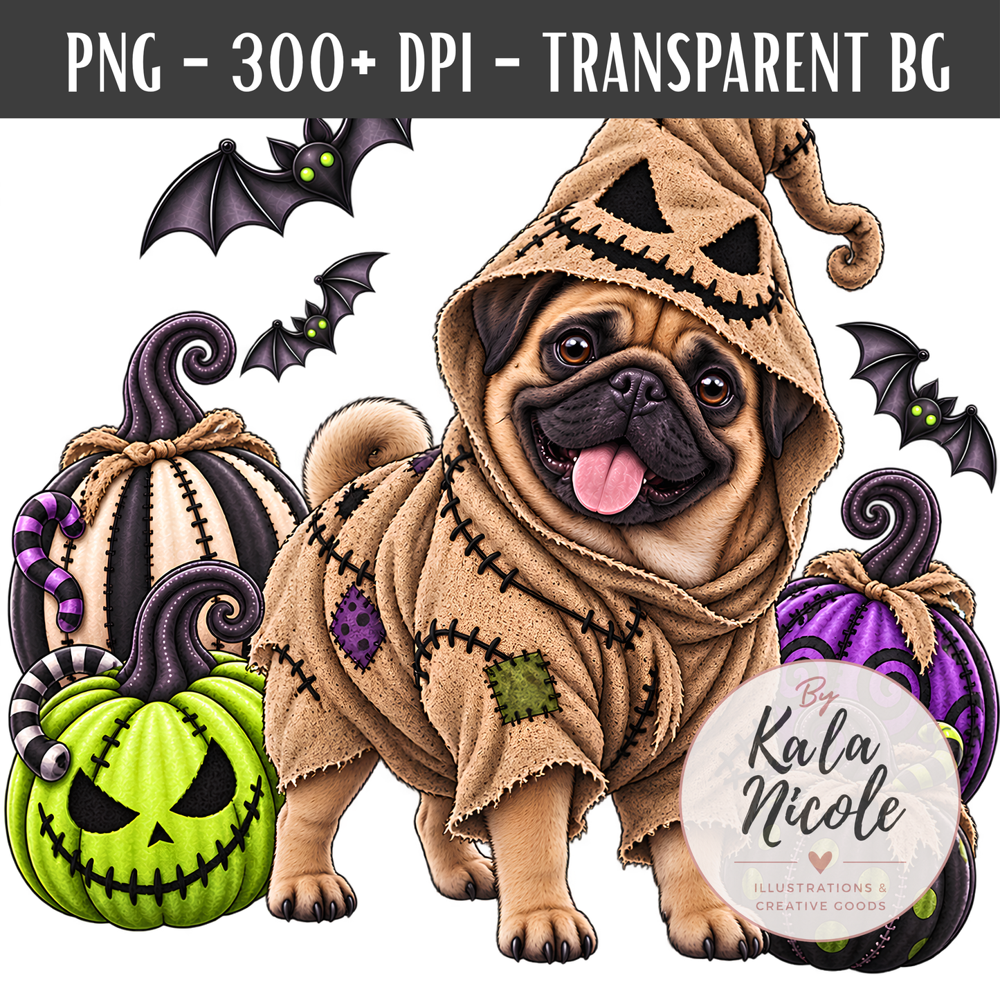 Pug Oogie Boogie Halloween PNG