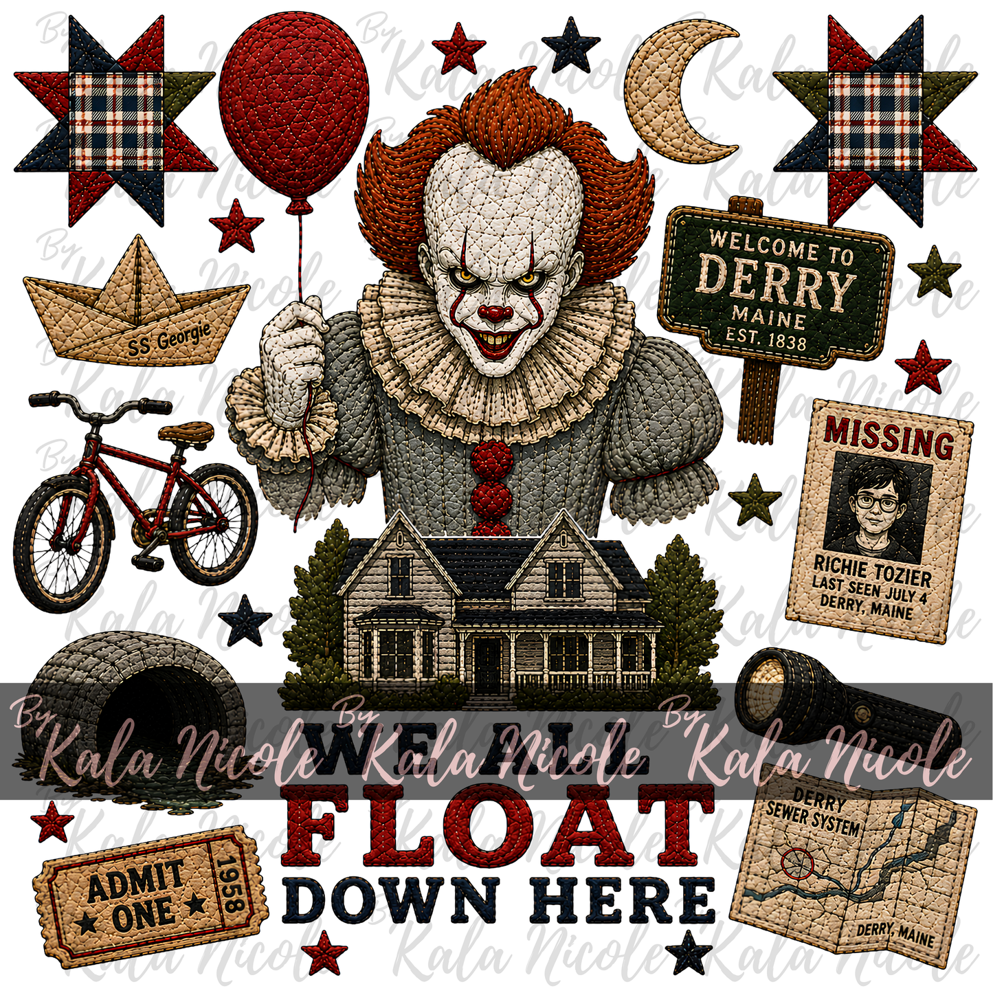 Horror Clown Quilt PNG | Pennywise