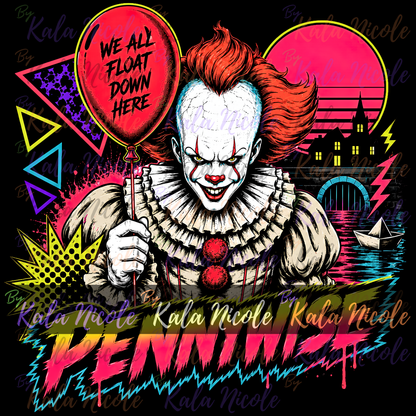 80s Neon Horror PNG | Sewer Clown Slasher PNG