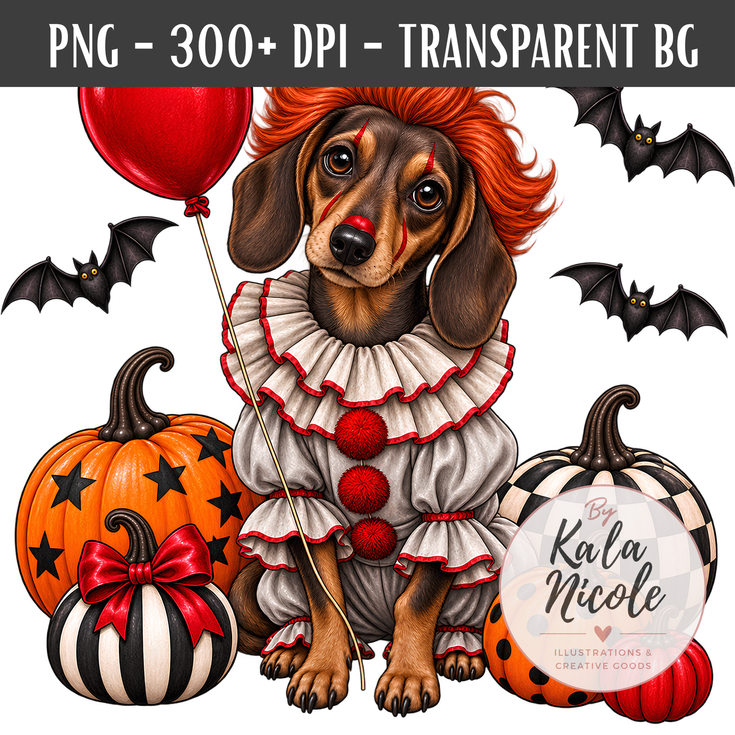Dachshund Pennywise Halloween PNG