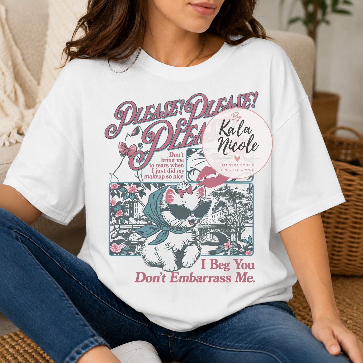 Don't Embarrass Me PNG | Cottagecore Cat Vintage Fan Merch