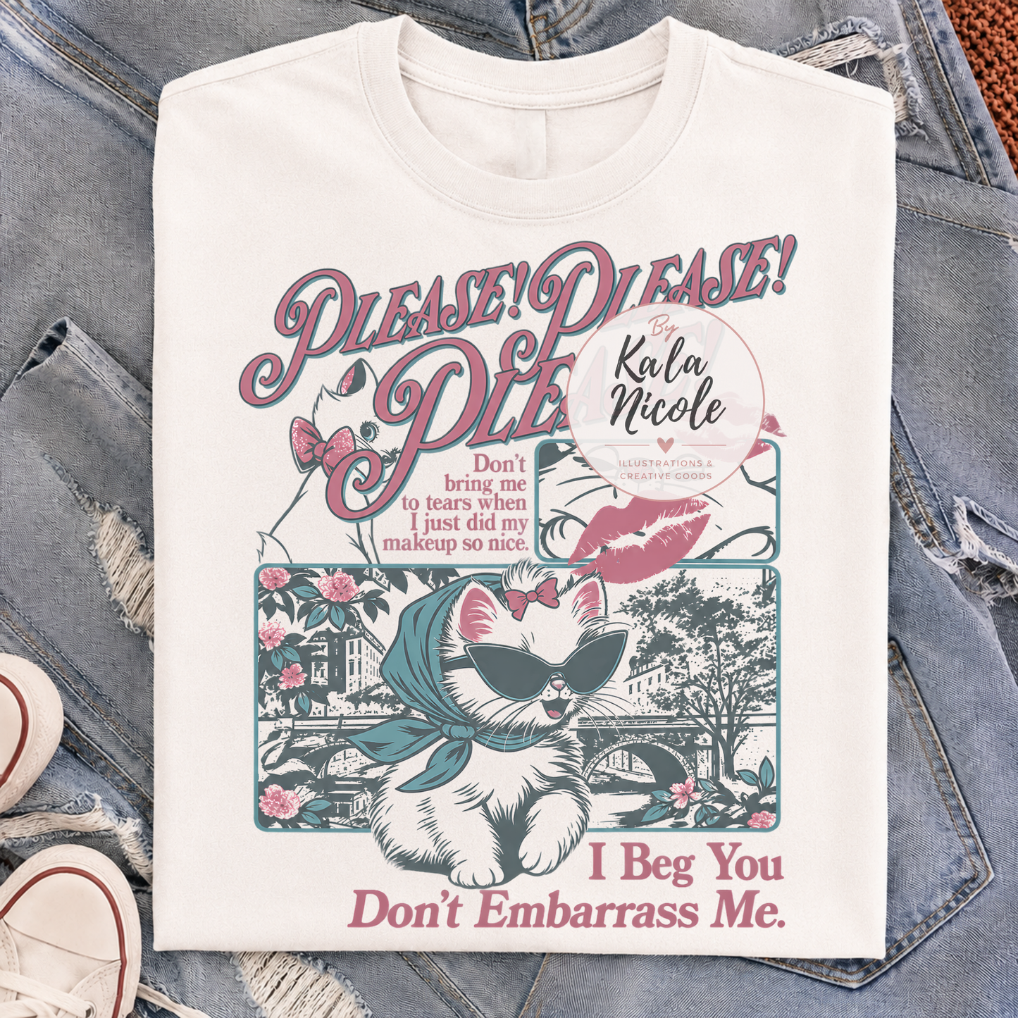 Don't Embarrass Me PNG | Cottagecore Cat Vintage Fan Merch