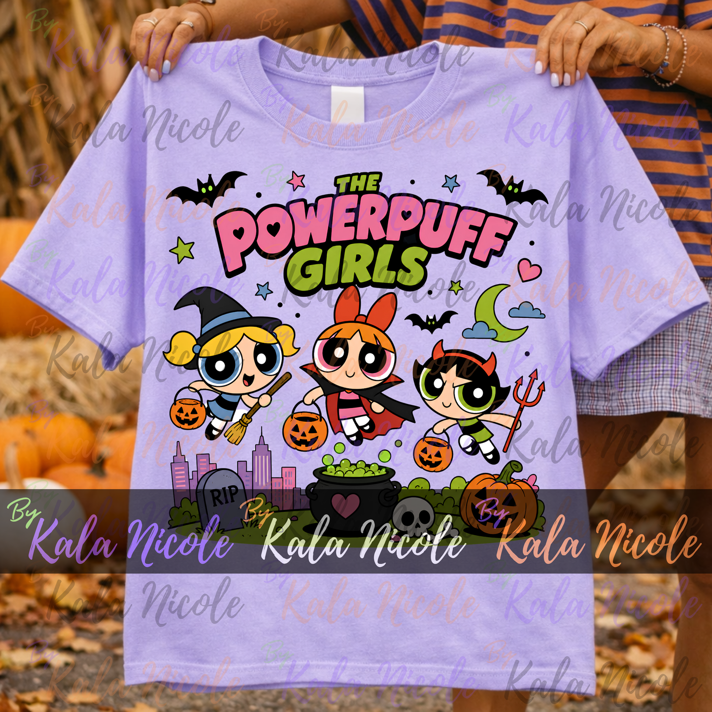 90s Cartoon Powerpuff Halloween PNG