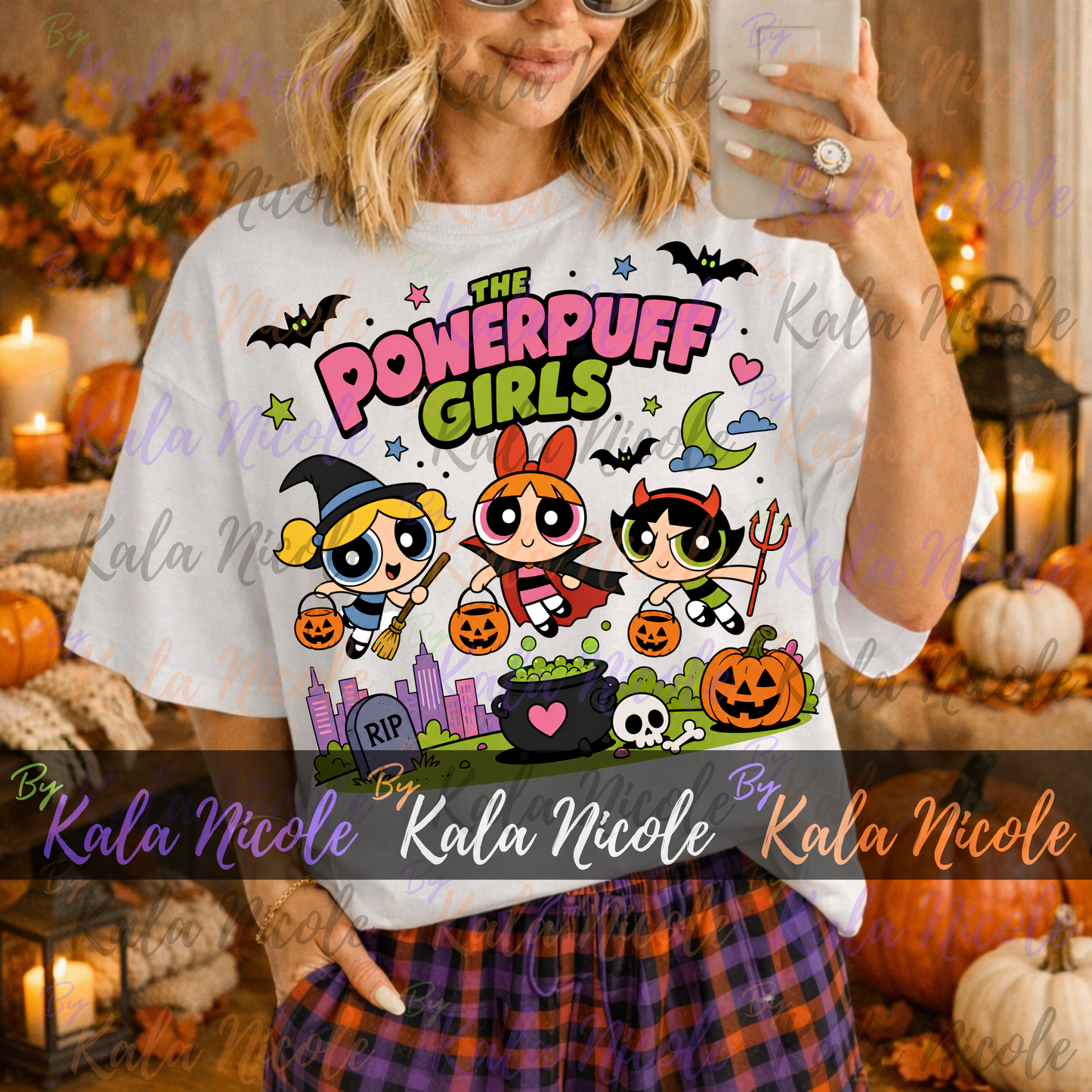 90s Cartoon Powerpuff Halloween PNG