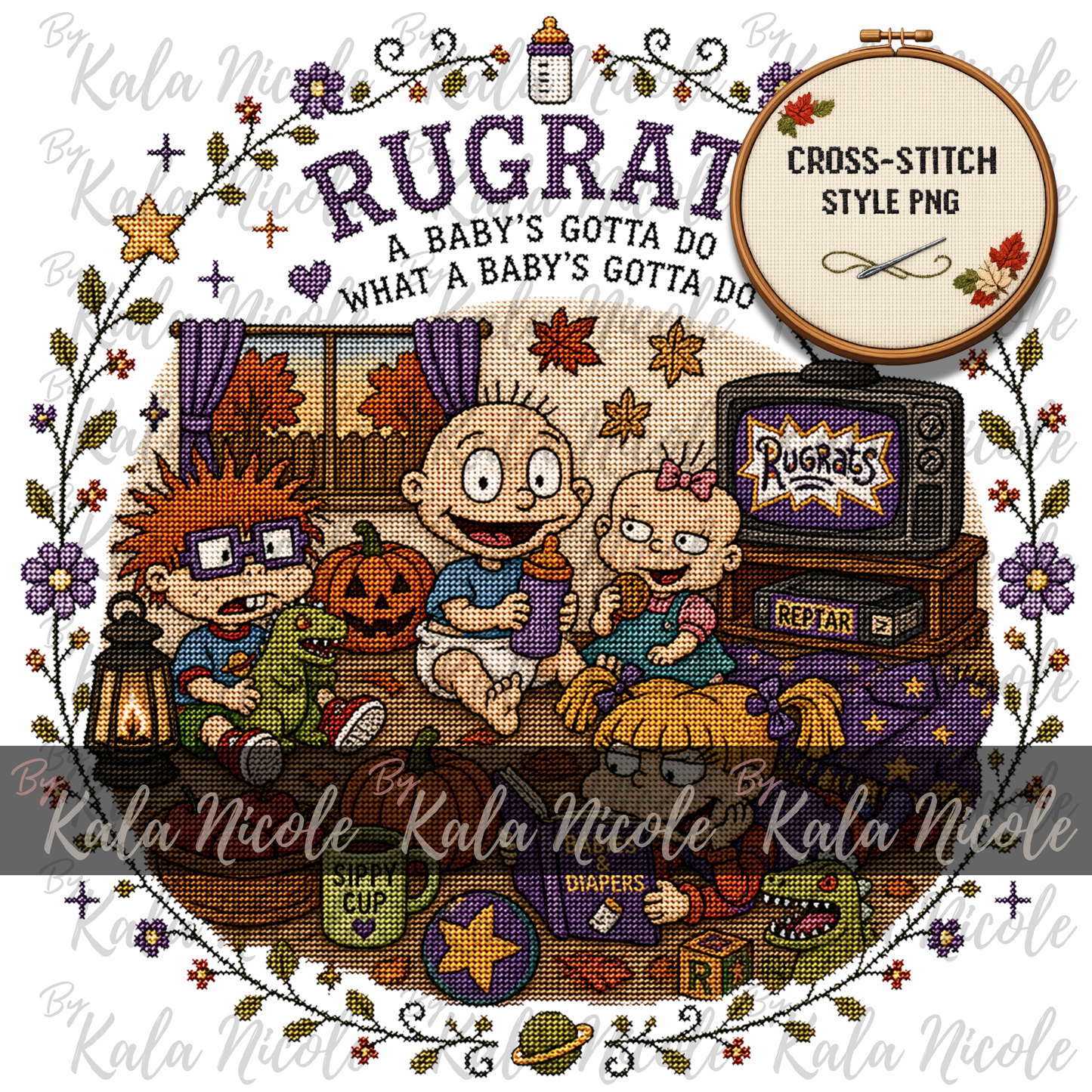 Rugrats Fall Cross-Stitch PNG | A Baby's Gotta Do What a Baby's Gotta Do