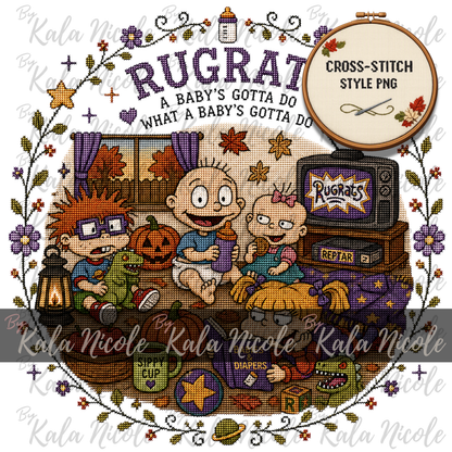 Rugrats Fall Cross-Stitch PNG | A Baby's Gotta Do What a Baby's Gotta Do