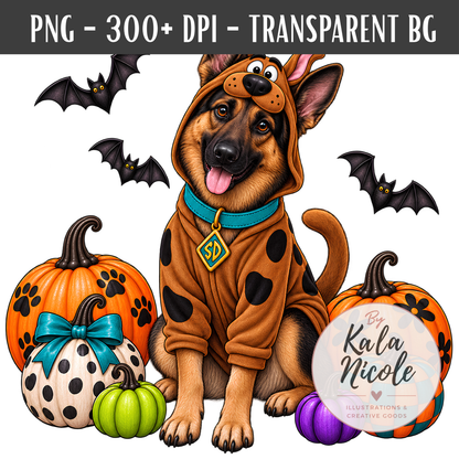 German Shepherd Scooby-Doo Halloween PNG