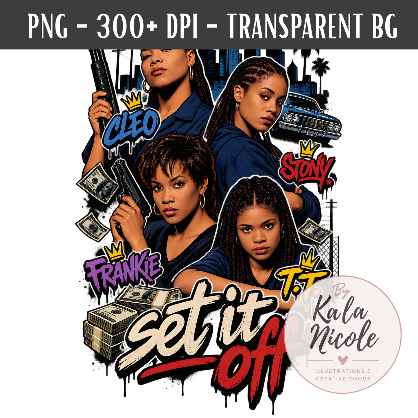 Set It Off 90s Classic PNG Bundle | 3 Design Bundle