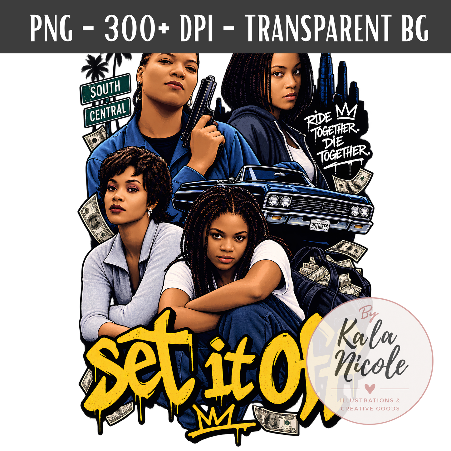 Set It Off 90s Classic PNG Bundle | 3 Design Bundle