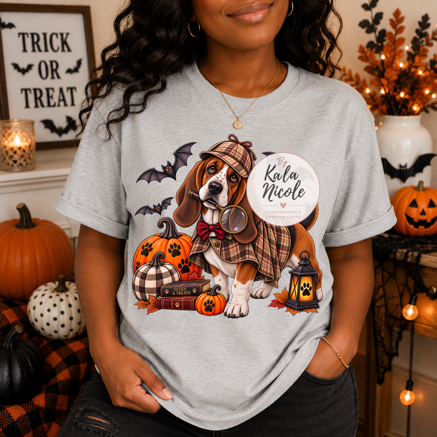 Basset Hound Sherlock Holmes Halloween PNG