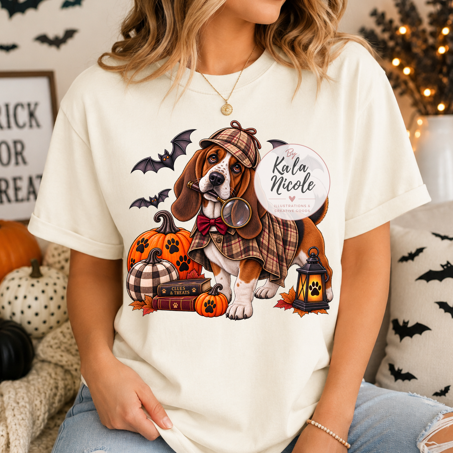 Basset Hound Sherlock Holmes Halloween PNG