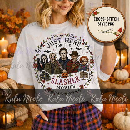 Just Here for the Movies Cross-Stitch PNG | Slasher