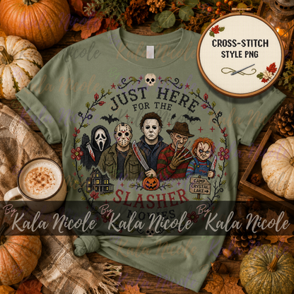 Just Here for the Movies Cross-Stitch PNG | Slasher