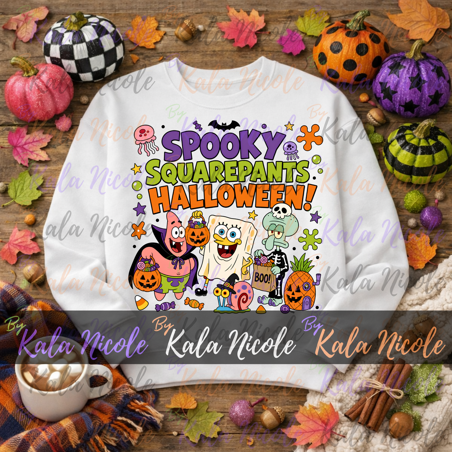 90s Cartoon Spooky Squarepants Halloween PNG