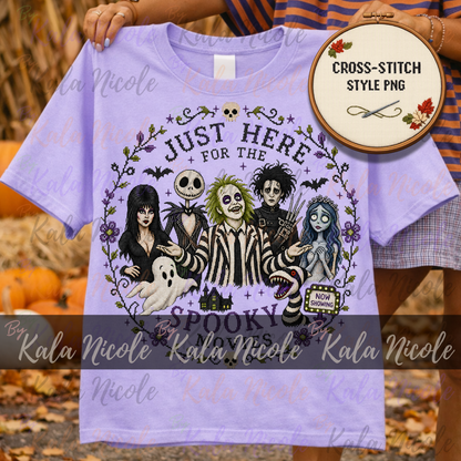 Just Here for the Movies Cross-Stitch PNG | Spooky