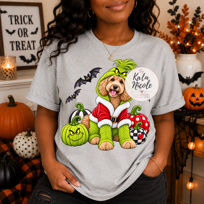 Goldendoodle Grinch Halloween PNG