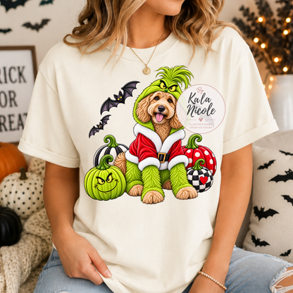 Goldendoodle Grinch Halloween PNG