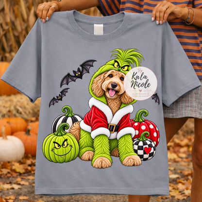 Goldendoodle Grinch Halloween PNG