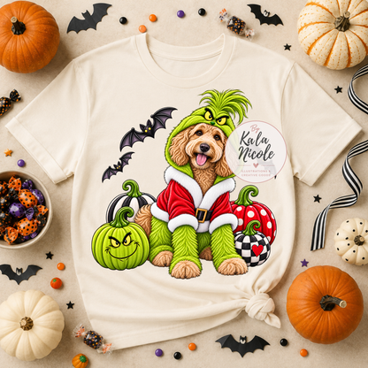 Goldendoodle Grinch Halloween PNG