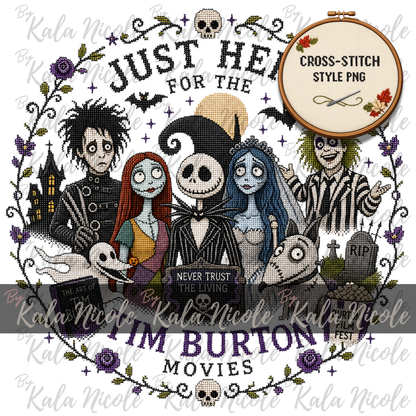Just Here for the Movies Cross-Stitch PNG | Tim Burton