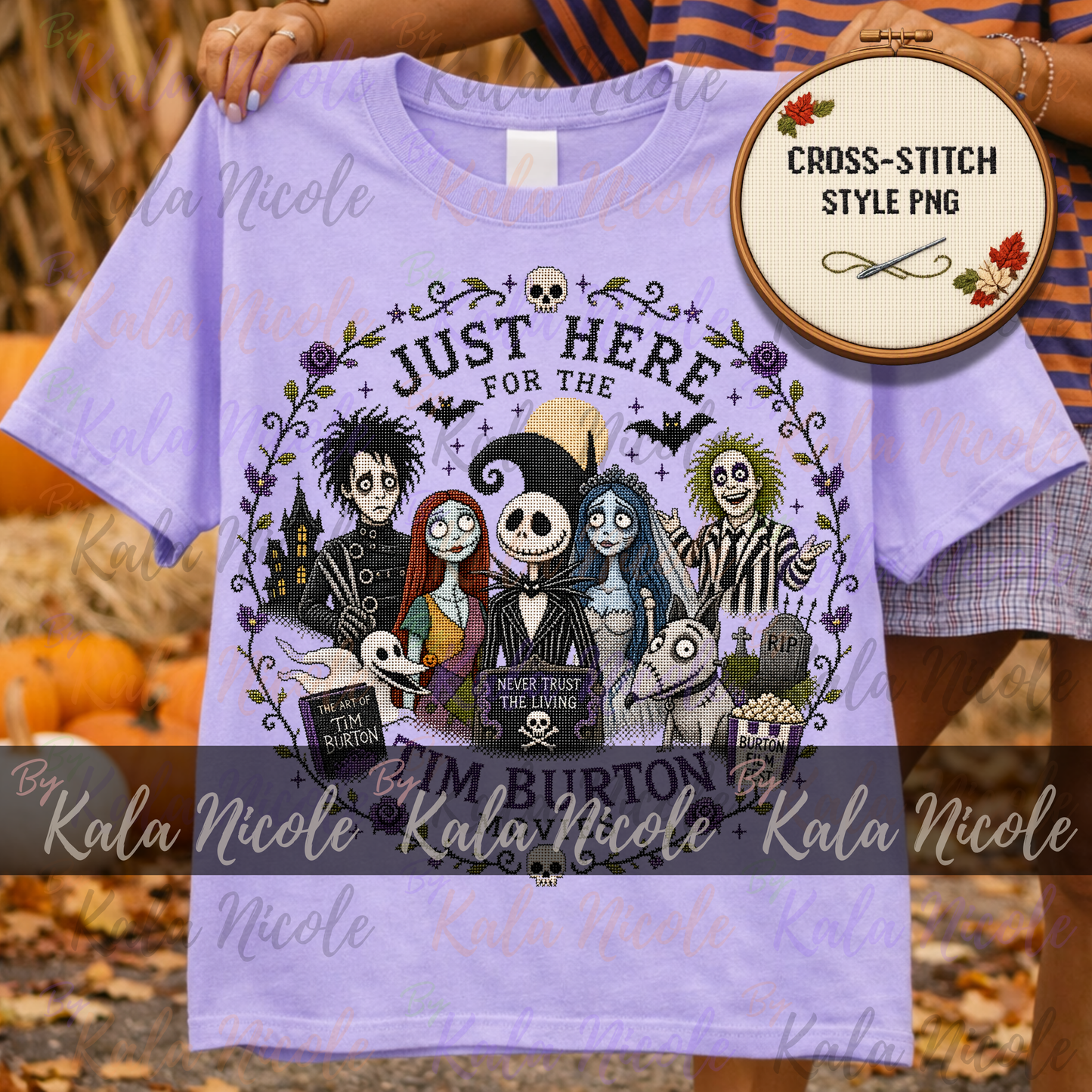 Just Here for the Movies Cross-Stitch PNG | Tim Burton