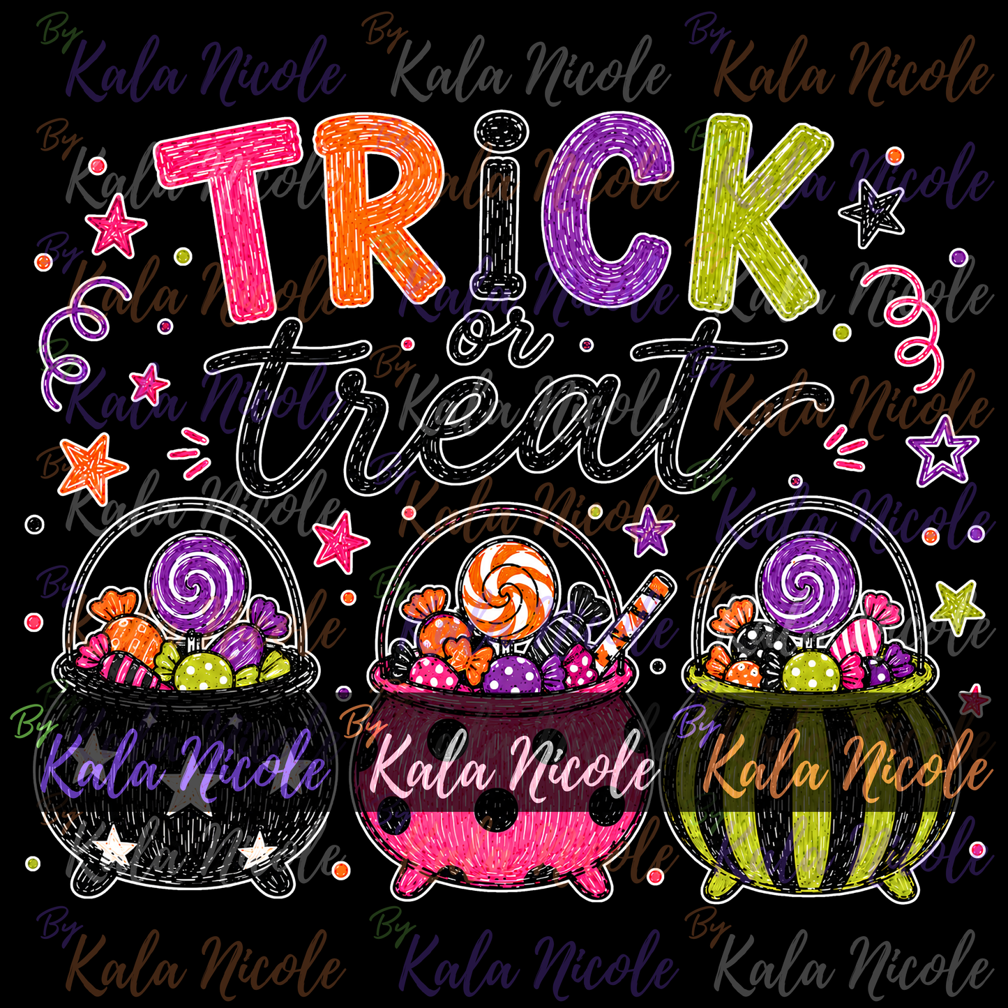 Trick Or Treat Doodle PNG Bundle | Trendy Fall PNG | Halloween Clipart (Digital Download)